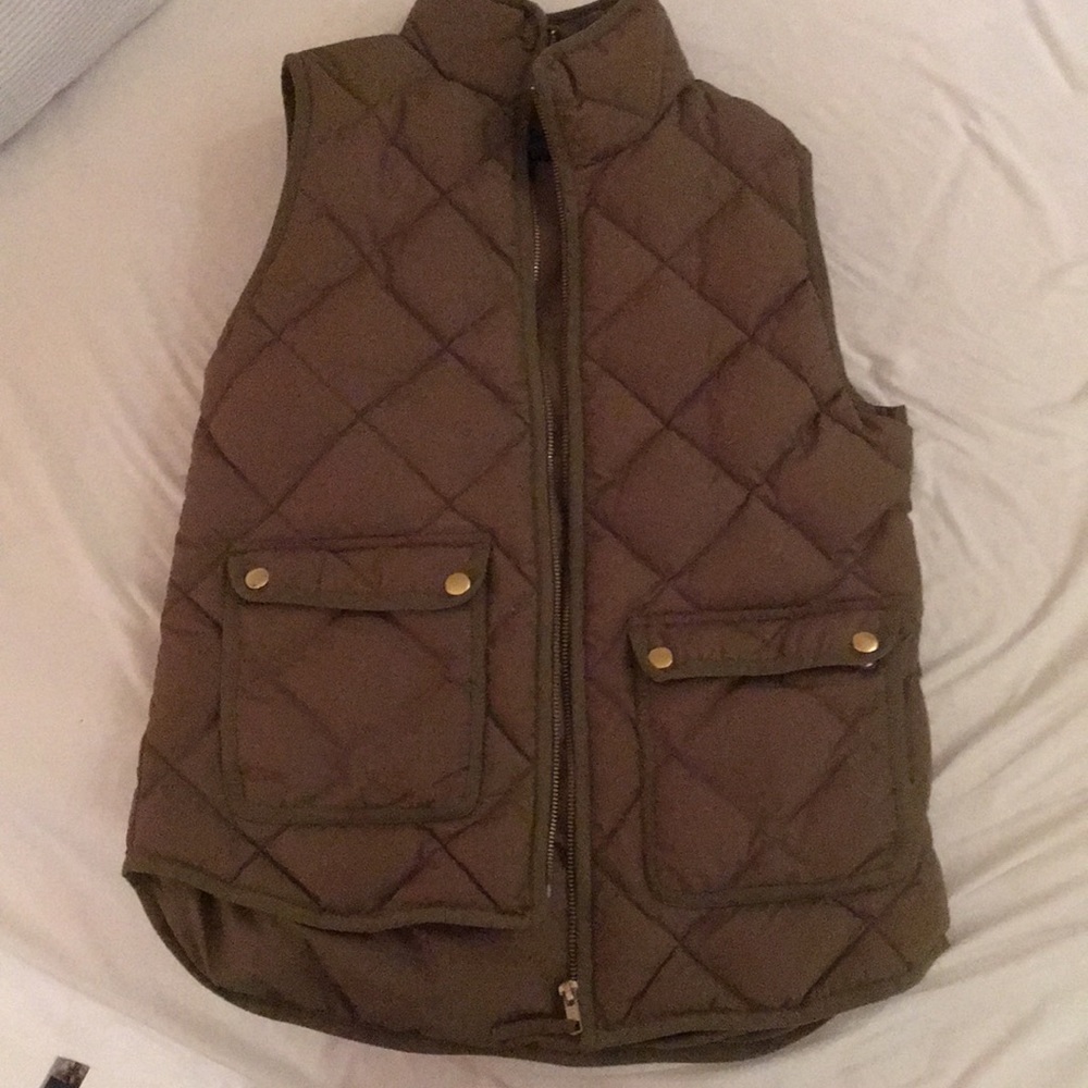J Crew Olive Quilted Vest